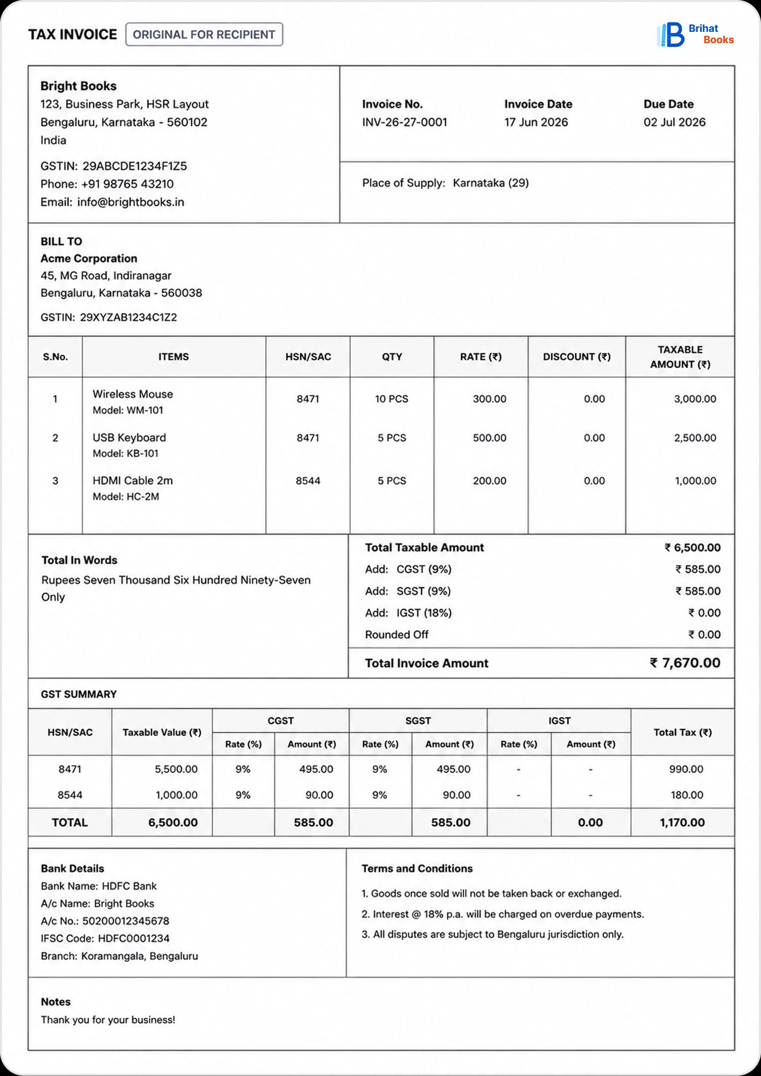 Invoice template 1